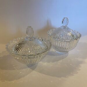 Mikasa Clear Ribbed Candy Trinket Dish Set of Two